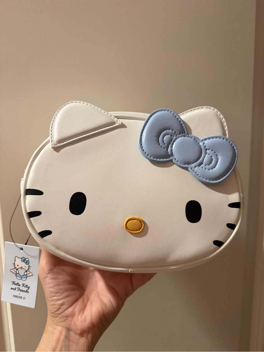 Hello Kitty Cream KidsMake Up Bag with Blue Bow
